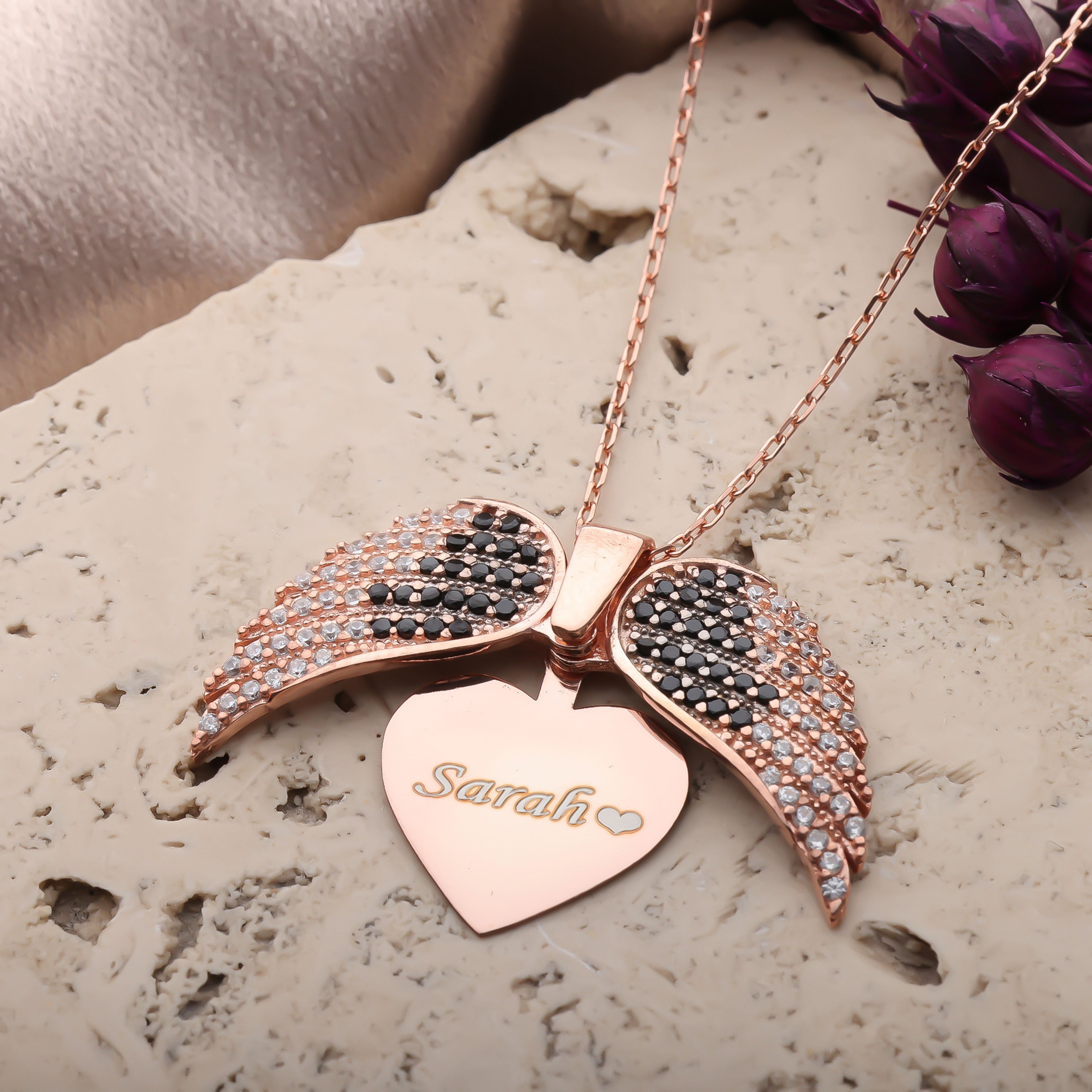 Guardian Angel Wings Necklace – Personalized Charm - Dainty Gift Jewelry