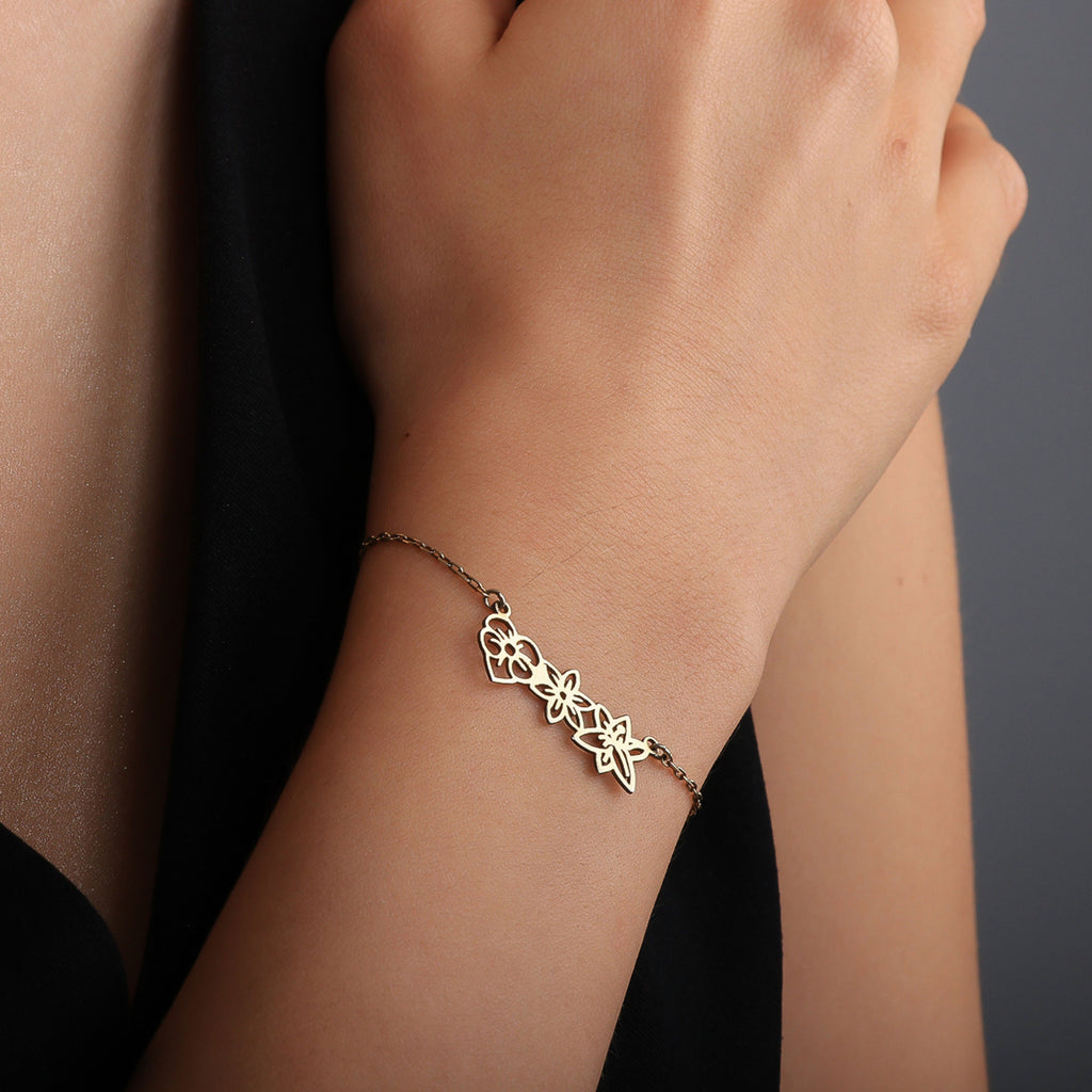 Personalized Birth Flower Bracelet for Women