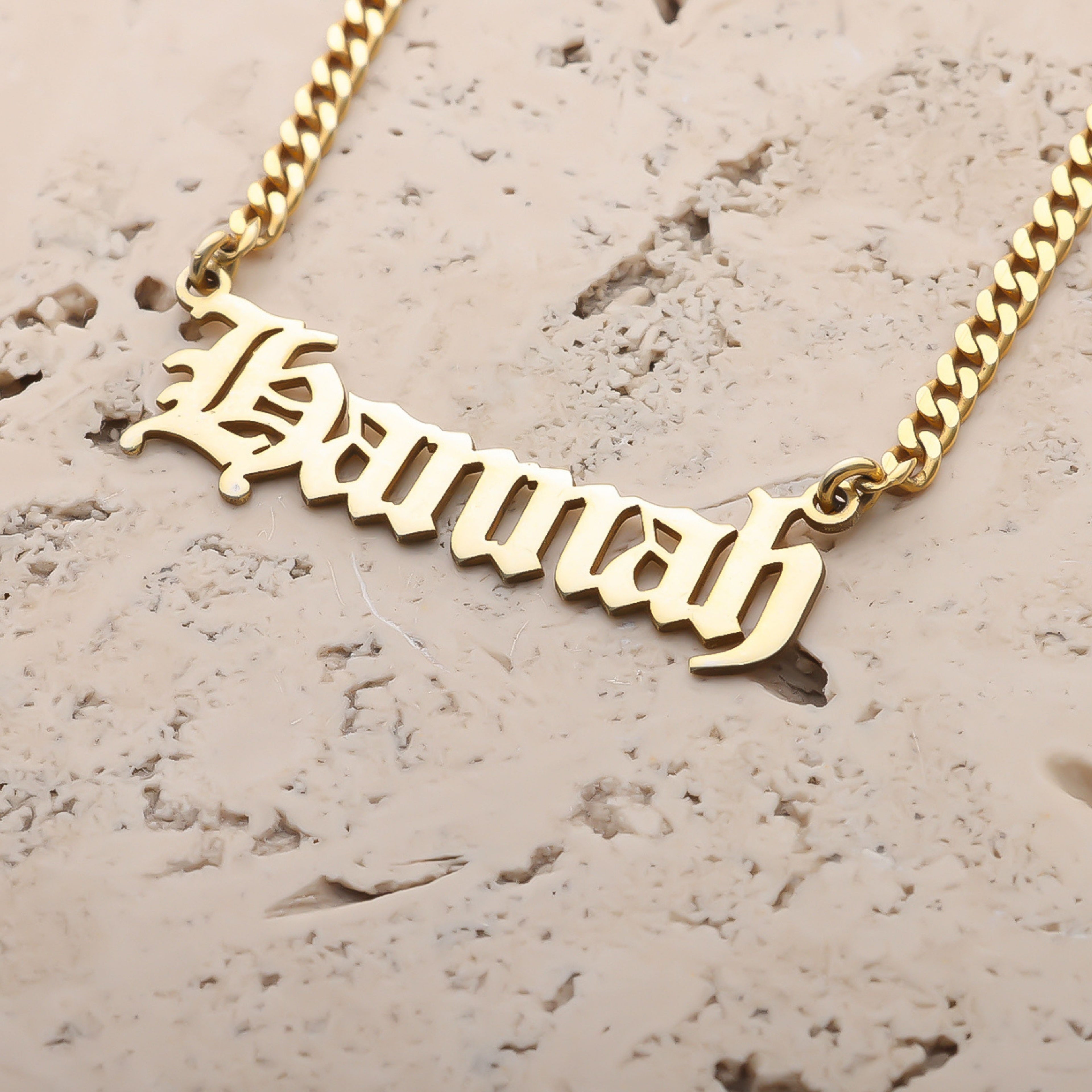 Old English Name Necklace for Women