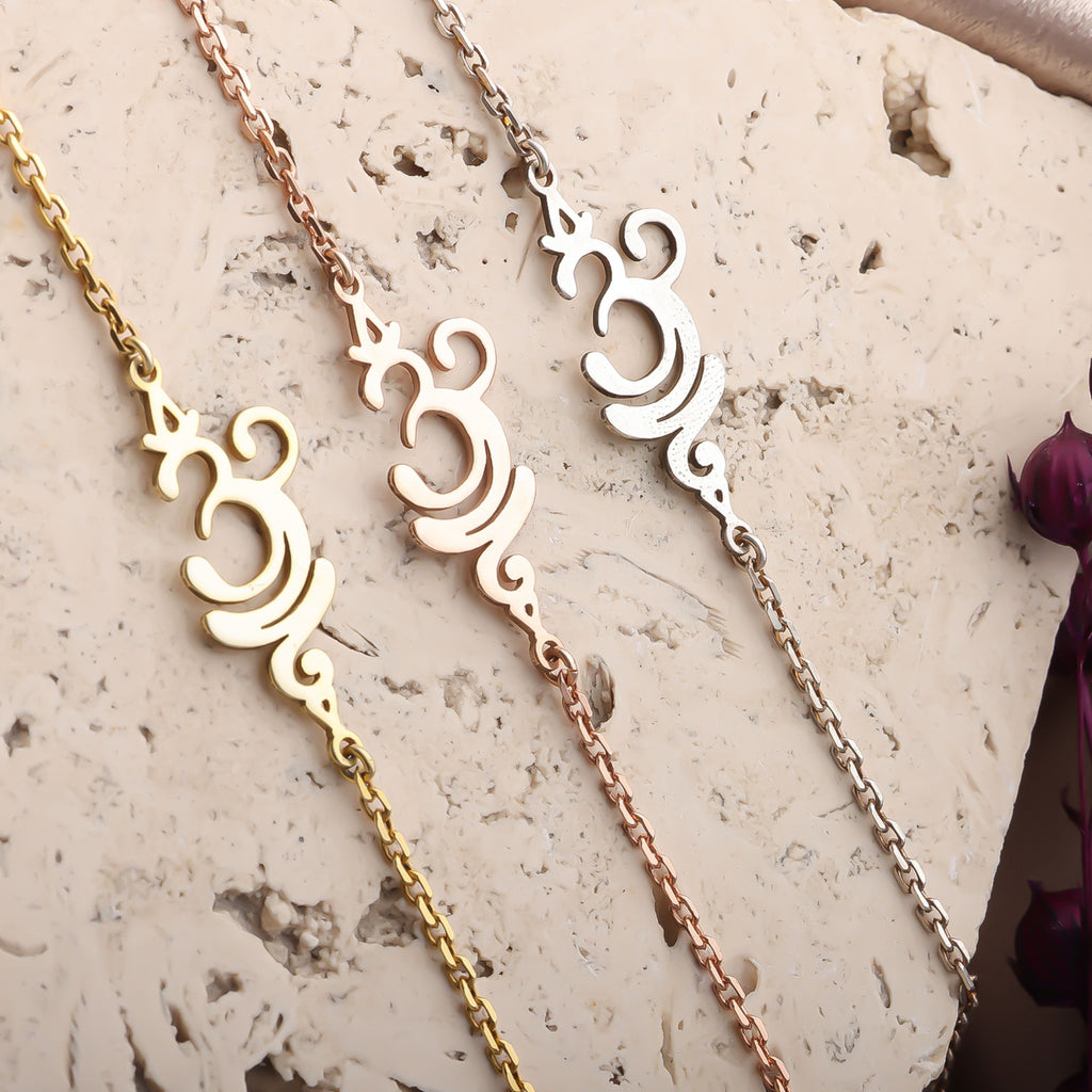 Dainty Yoga Bracelet – Gold Plated Custom Calligraphy - Dainty Gift Jewelry