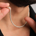Rope Chain Necklace for Men | Silver Braided Chain | Classic Men’s Jewelry - Dainty Gift Jewelry
