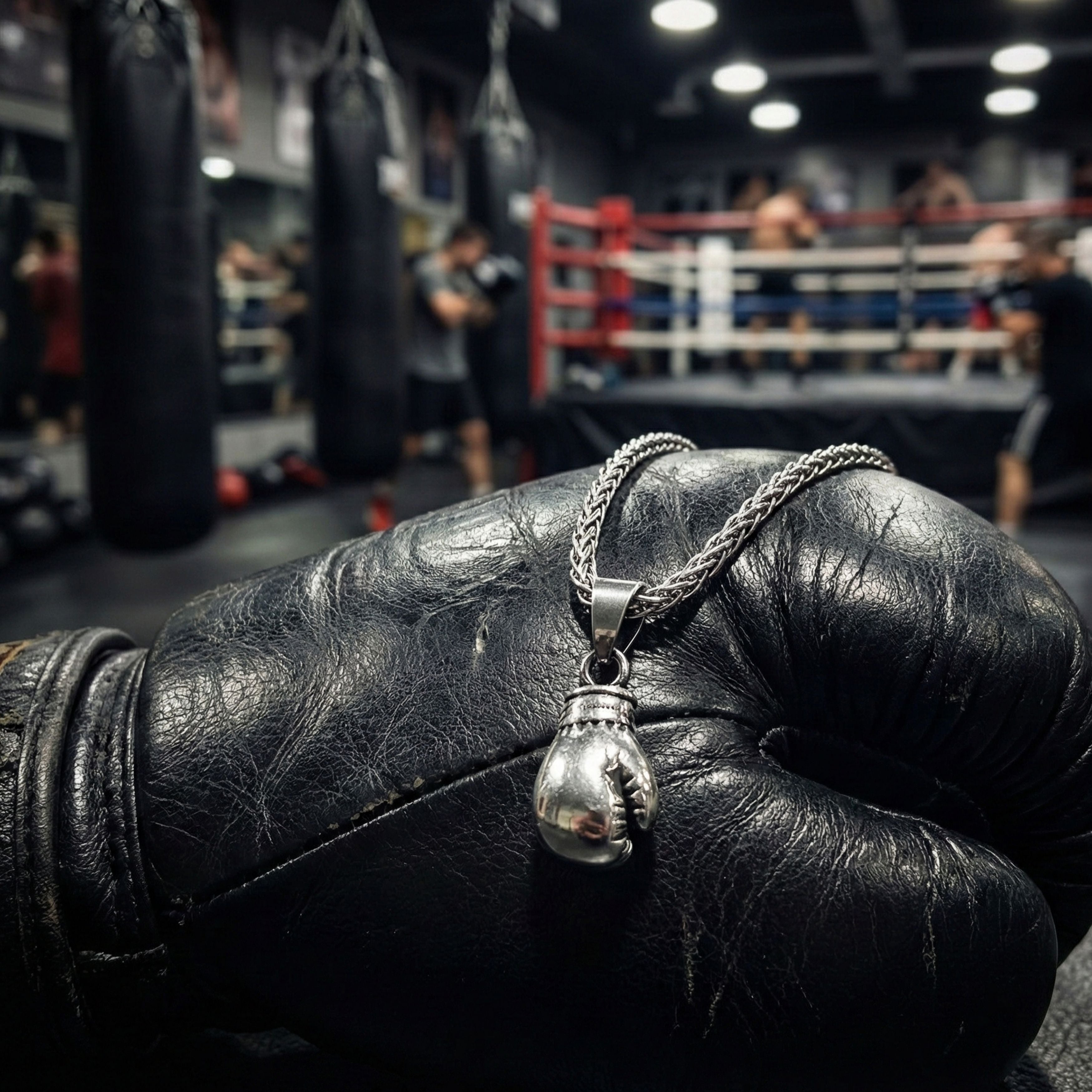 Boxing Glove Necklace for Men | Silver Fighter Pendant - Dainty Gift Jewelry