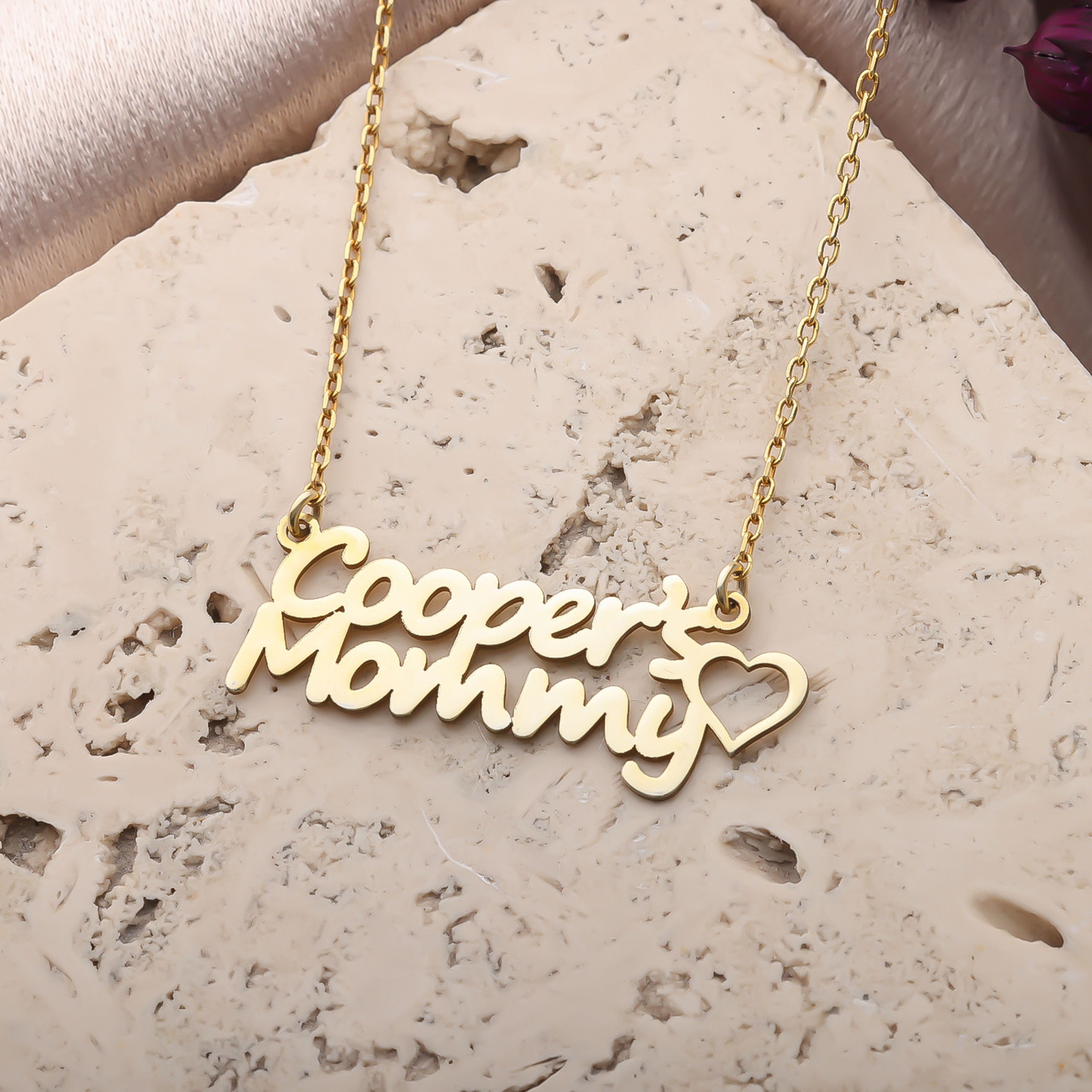 Personalized Name Necklace – Custom Script Gold Mom Necklace - Dainty Gift Jewelry