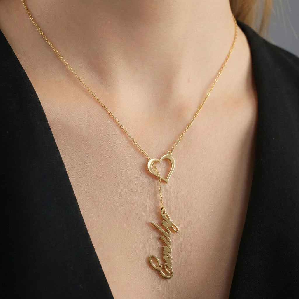 Personalized Name Necklace with Heart for Women