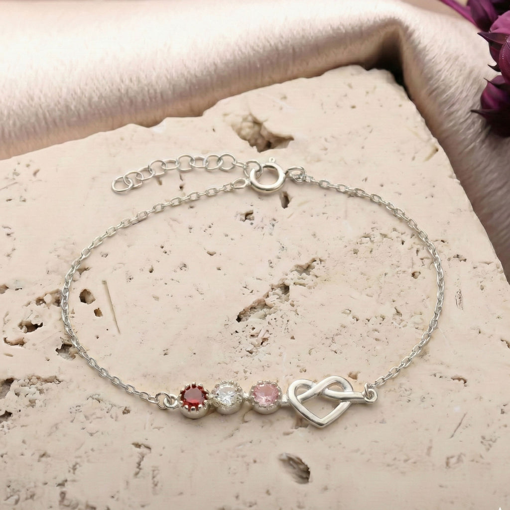 Personalized Birthstone Heart Anklet | Custom Love Charm Ankle Bracelet - Dainty Gift Jewelry