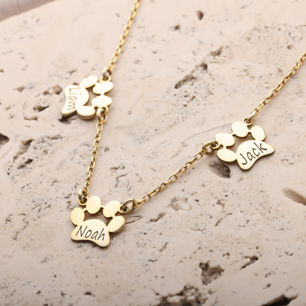 Personalized Paw Print Name Necklace | Custom Dog & Cat Memorial Jewelry - Dainty Gift Jewelry