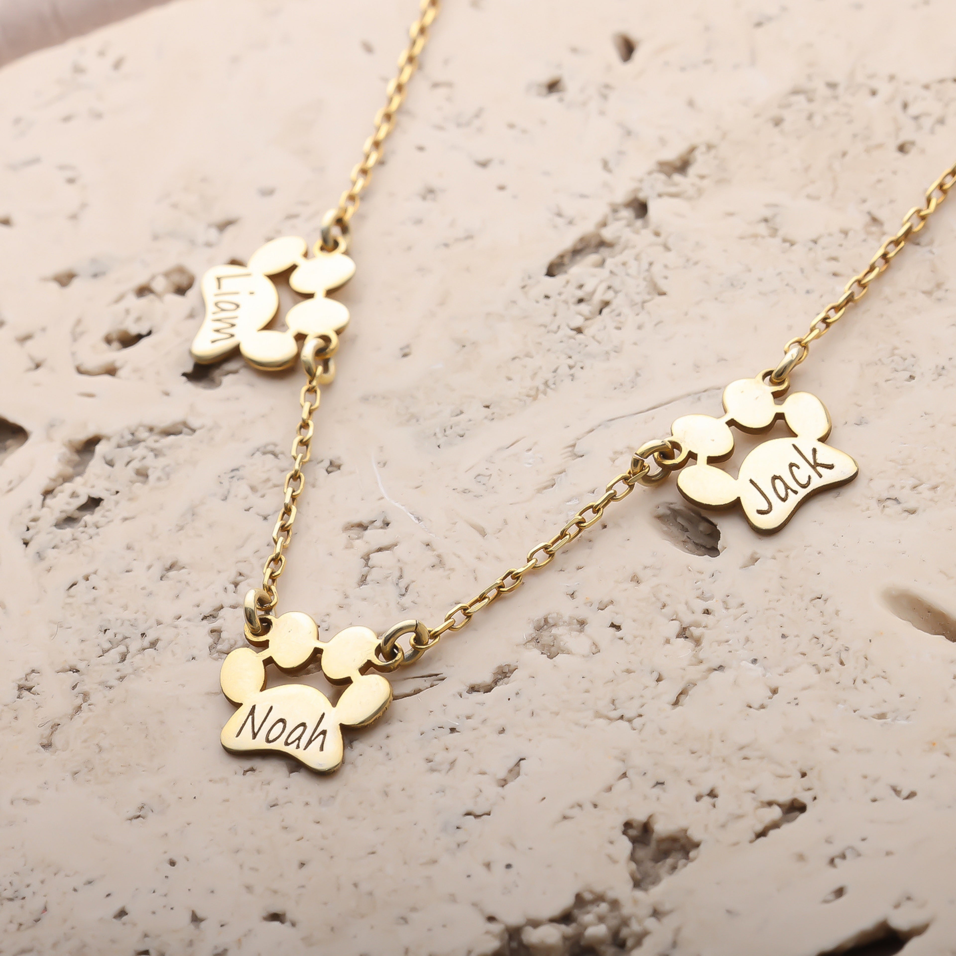 Personalized Paw Print Name Necklace | Custom Dog & Cat Memorial Jewelry - Dainty Gift Jewelry