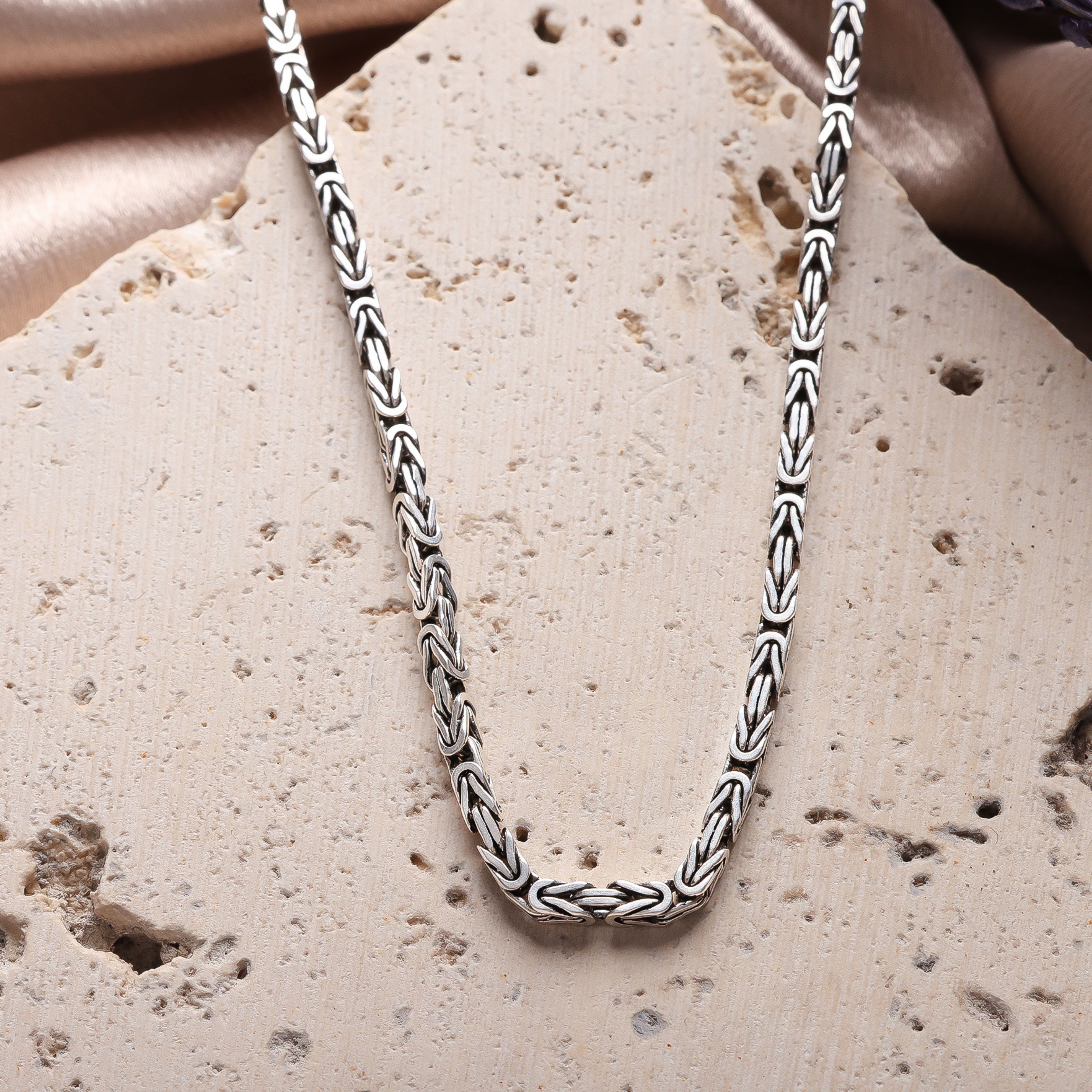 Men’s Byzantine Chain Necklace | King Chain Silver Look Bold Men Jewelry Gift - Dainty Gift Jewelry