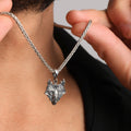 Symbolic Wolf Head Pendant Necklace for Men