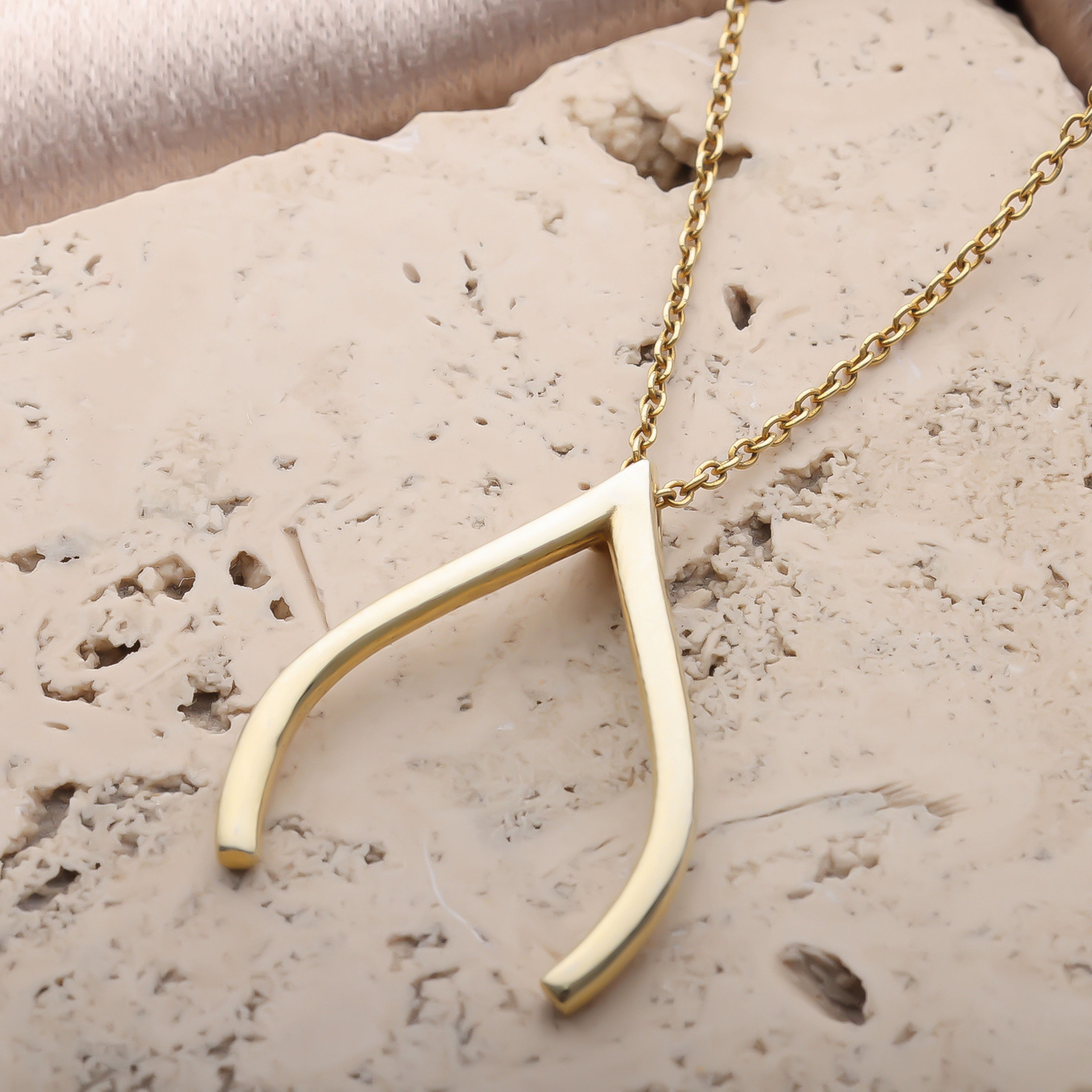 Wishbone Ring Holder Necklace | Gold Plated Ring Keeper Pendant - Dainty Gift Jewelry