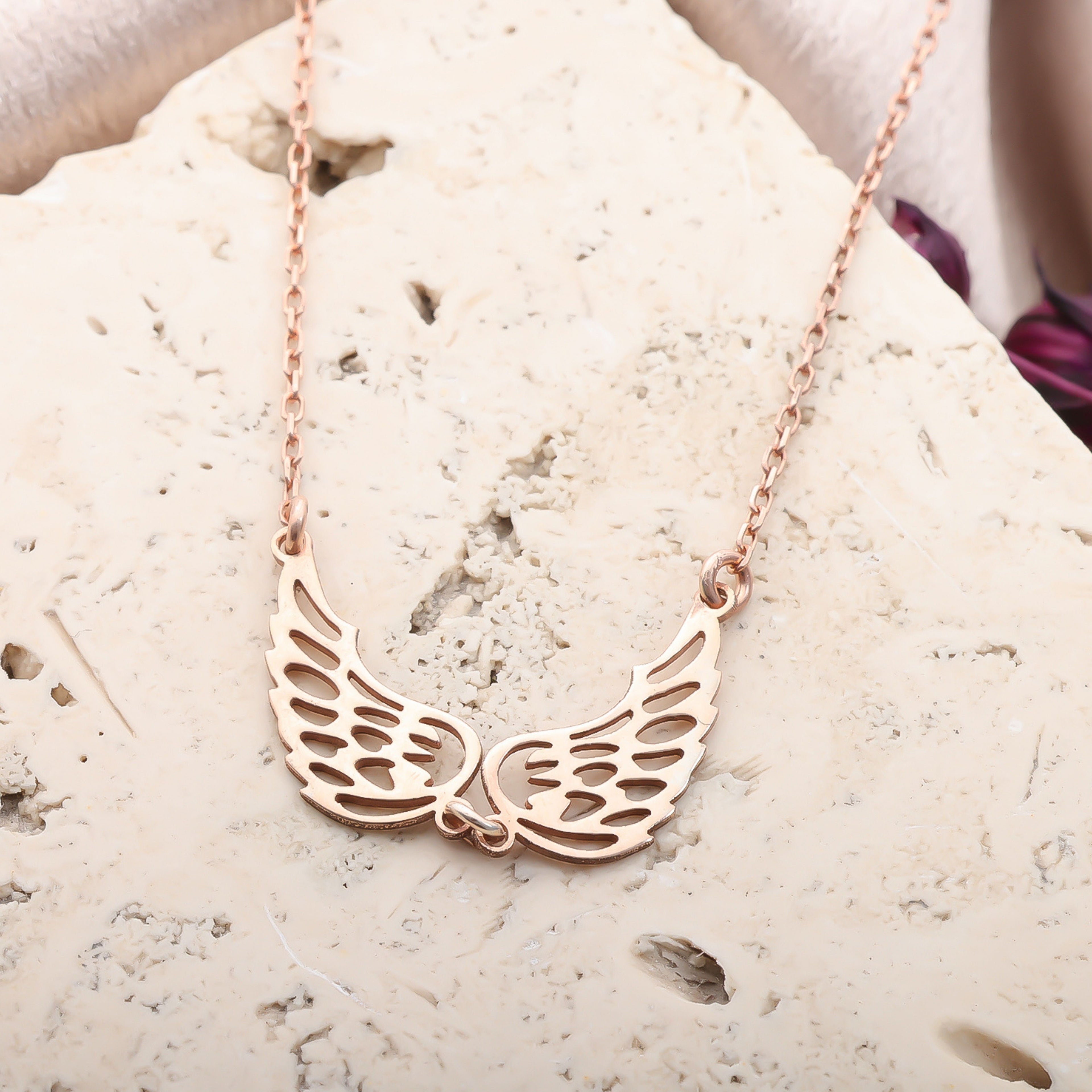 Angel Wings Birthstone Necklace for Women | Personalized Wing Jewelry Gift - Dainty Gift Jewelry