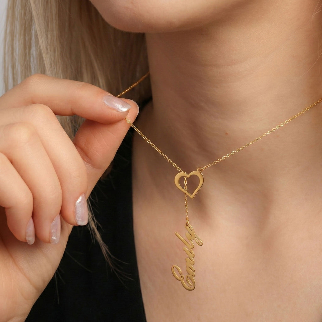 Personalized Name Necklace with Heart for Women