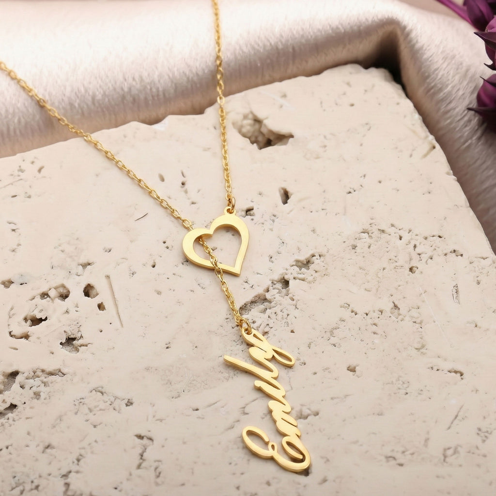 Personalized Name Necklace with Heart for Women