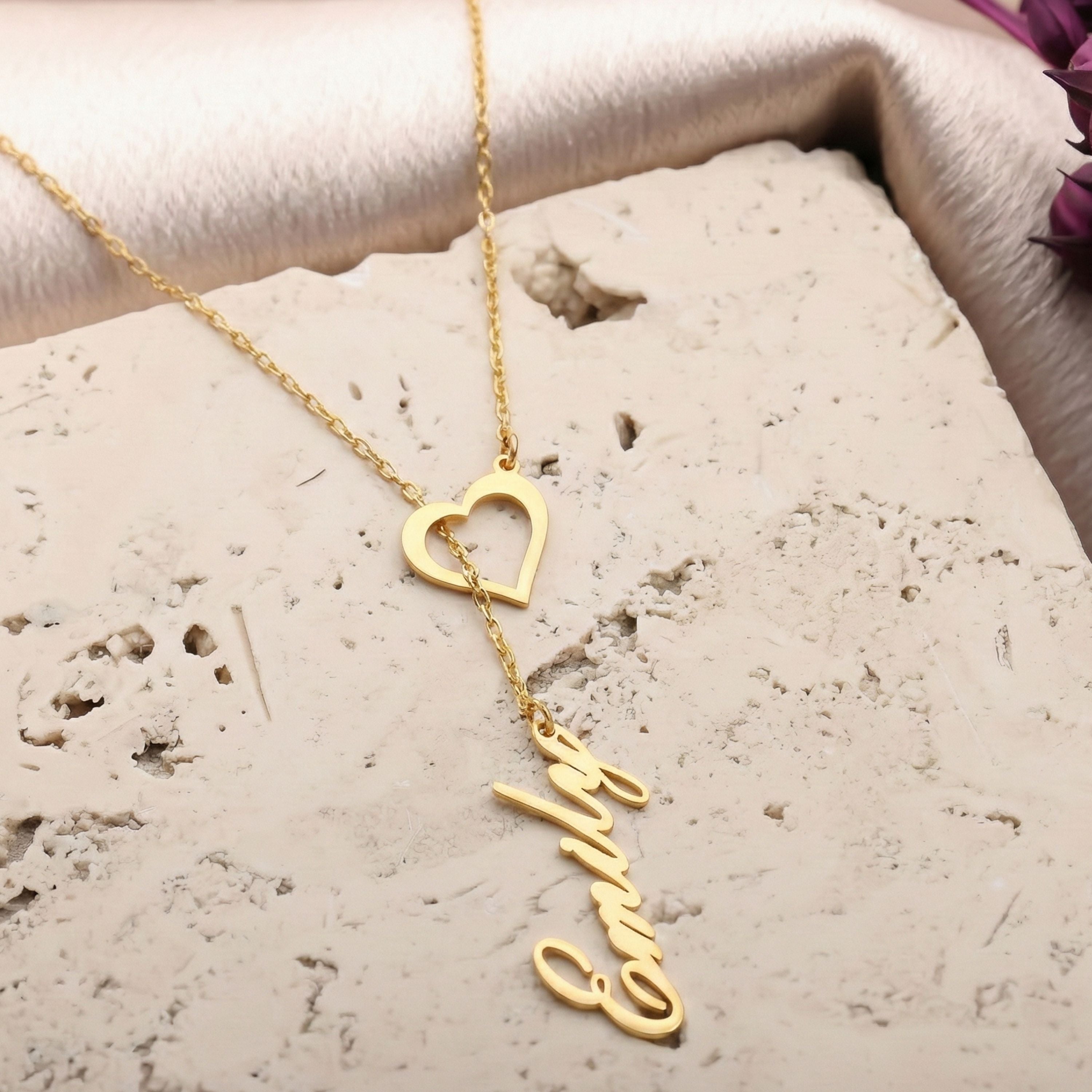 Personalized Name Necklace with Heart for Women