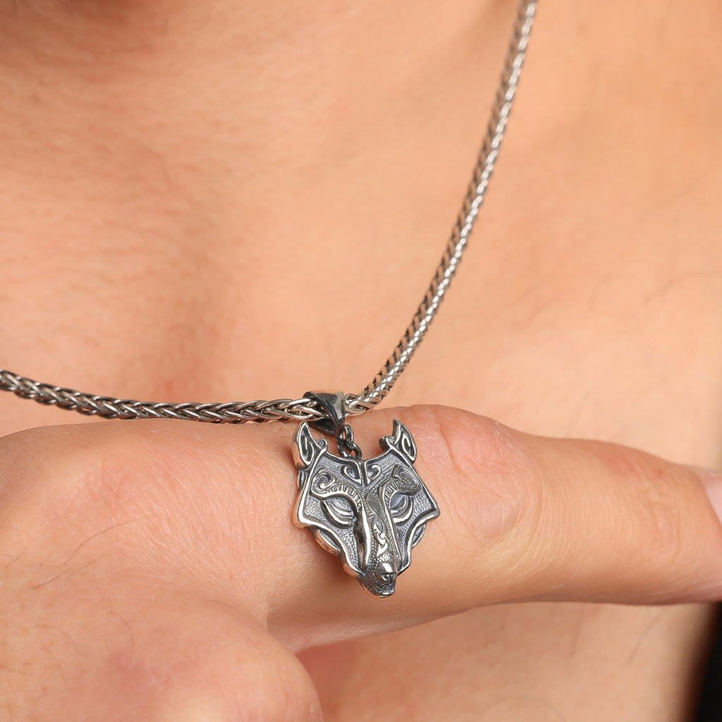 Symbolic Wolf Head Pendant Necklace for Men