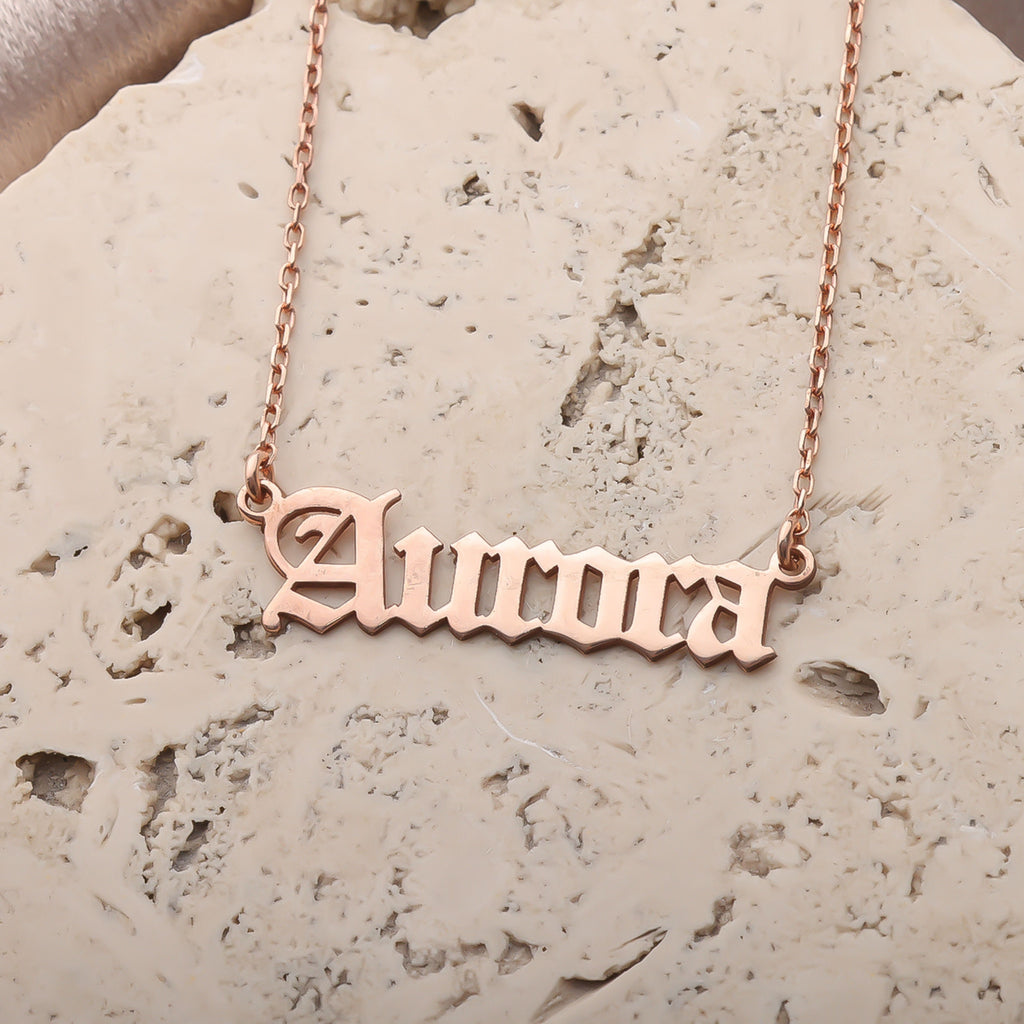 Old English Name Necklace for Women