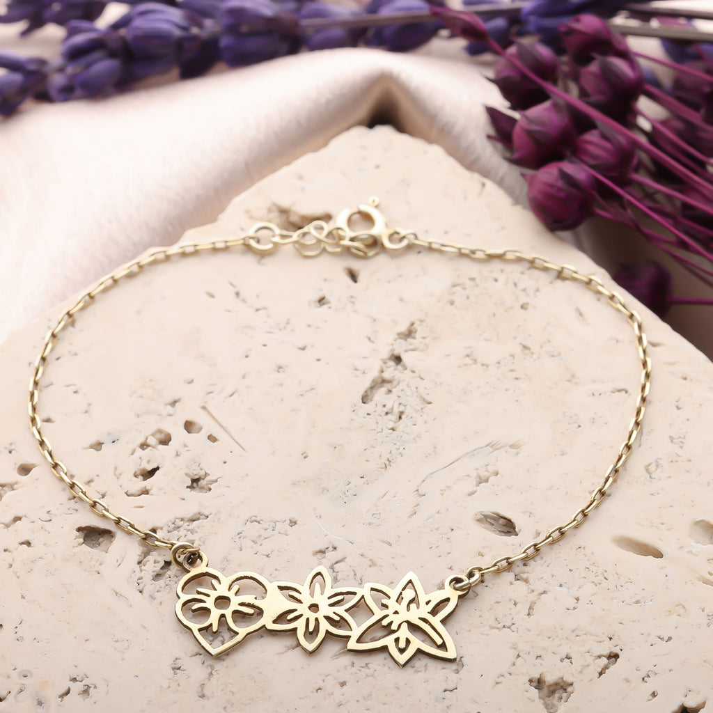 Personalized Birth Flower Bracelet for Women