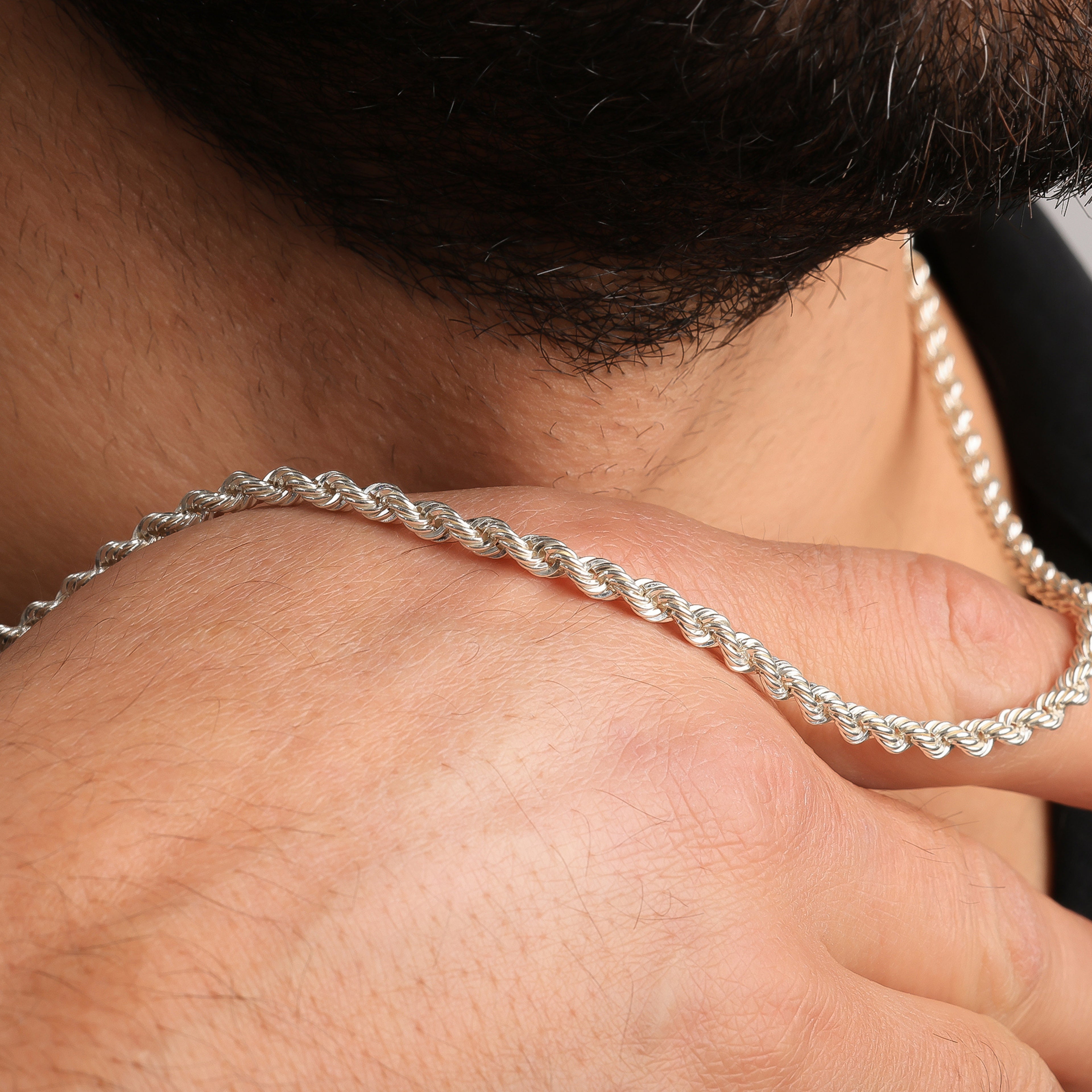 Rope Chain Necklace for Men | Silver Braided Chain | Classic Men’s Jewelry - Dainty Gift Jewelry