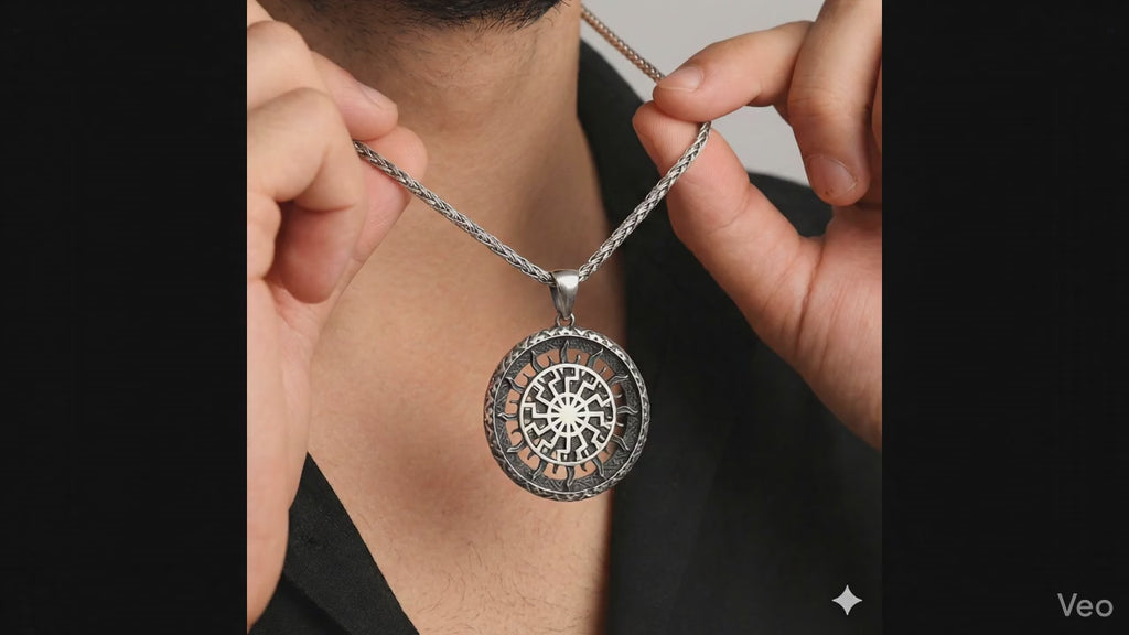 Sterling Silver Sun Pendant Necklace for Men