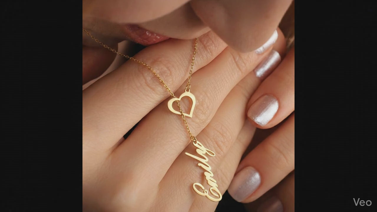Personalized Name Necklace with Heart for Women