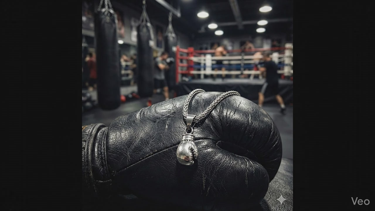 Boxing Glove Necklace for Men | Silver Fighter Pendant