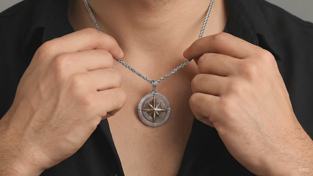 Sterling Silver North Star Compass Necklace