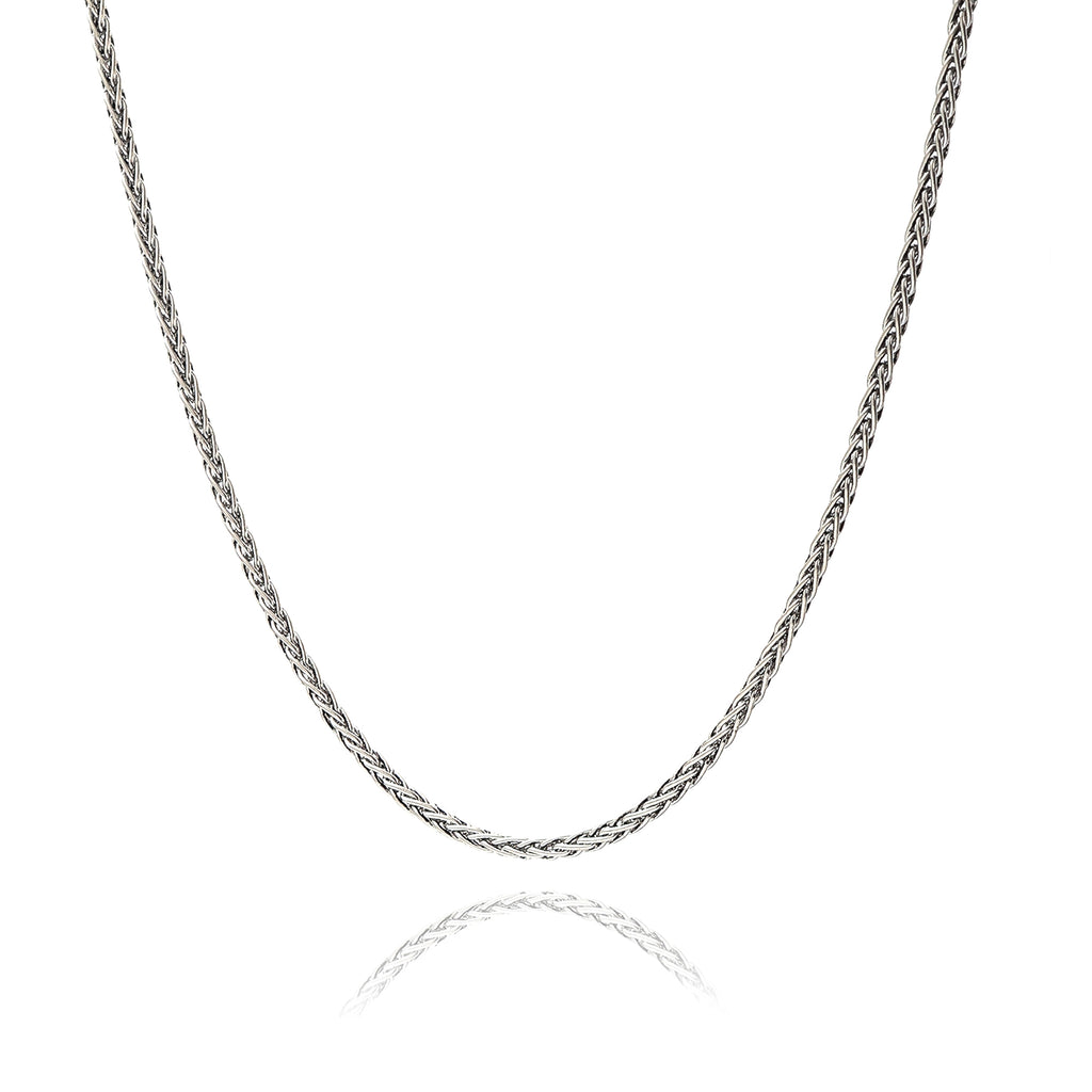 Men’s Braided Chain Necklace | Wheat Chain Silver Look Minimal Men Jewelry - Dainty Gift Jewelry